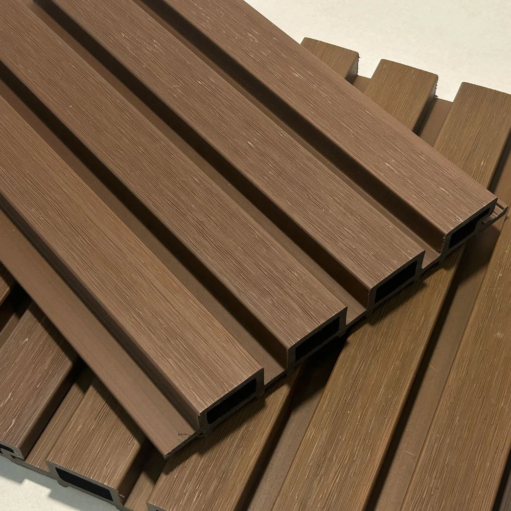 Waterproof Co Extrusion exterior Wood Composite Fluted WPC Cladding Boards Facade House decor Outdoor WPC Wall Panel Siding