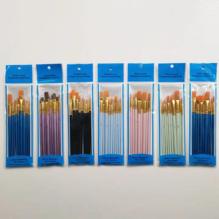 3/6/10/12pcs acrylic painting oil watercolor drawing brush sets