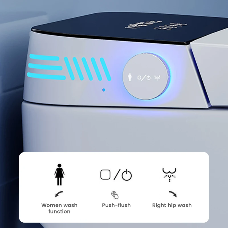 Modern induction flushing waterless seat ring heating one-piece smart toilet Hip washing