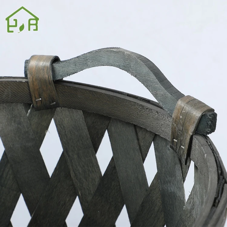 Hot seller handmade high quality wood chip wooden laundry hamper dirty clothes sundries basket wholesale