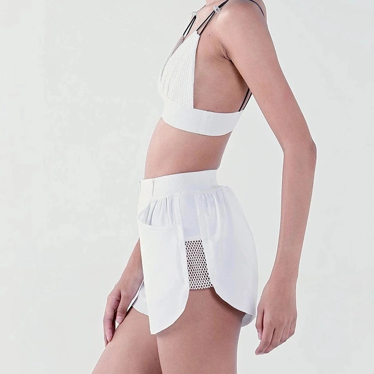 
best quality manufacture mesh side panels custom women gym sports shorts 