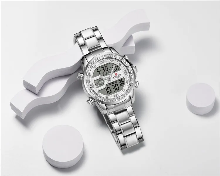 Часы NAVIFORCE 9190 SW Мужские Цифровые Спортивные водонепроницаемые кварцевые наручные с