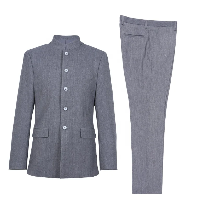 2024 Mens Slim Suit Chinese Style Groom Dress Soild Color Stand Collar Suit Zhongshan Suit