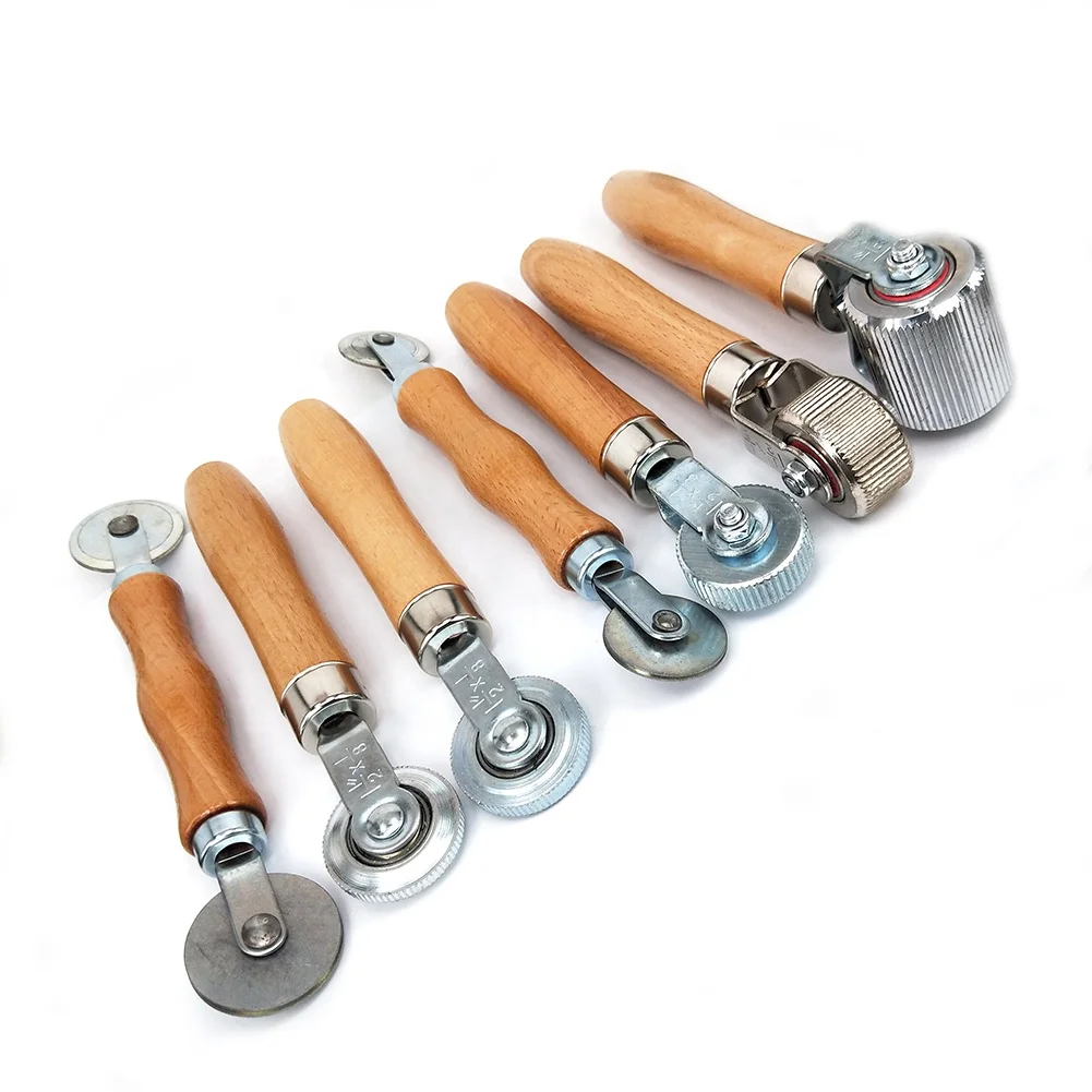 Ball Bearing Tire Tyre Patch Roller Stitcher Puncture Repair Tube Tool with Wood Handle
