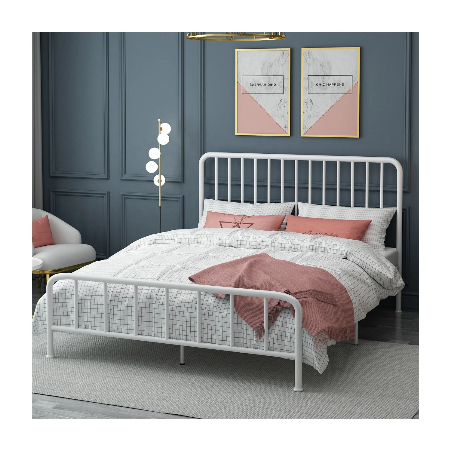 Поставка с фабрики популярный современный дизайн дешевая металлическая рама для кровати железная кровать с хранения