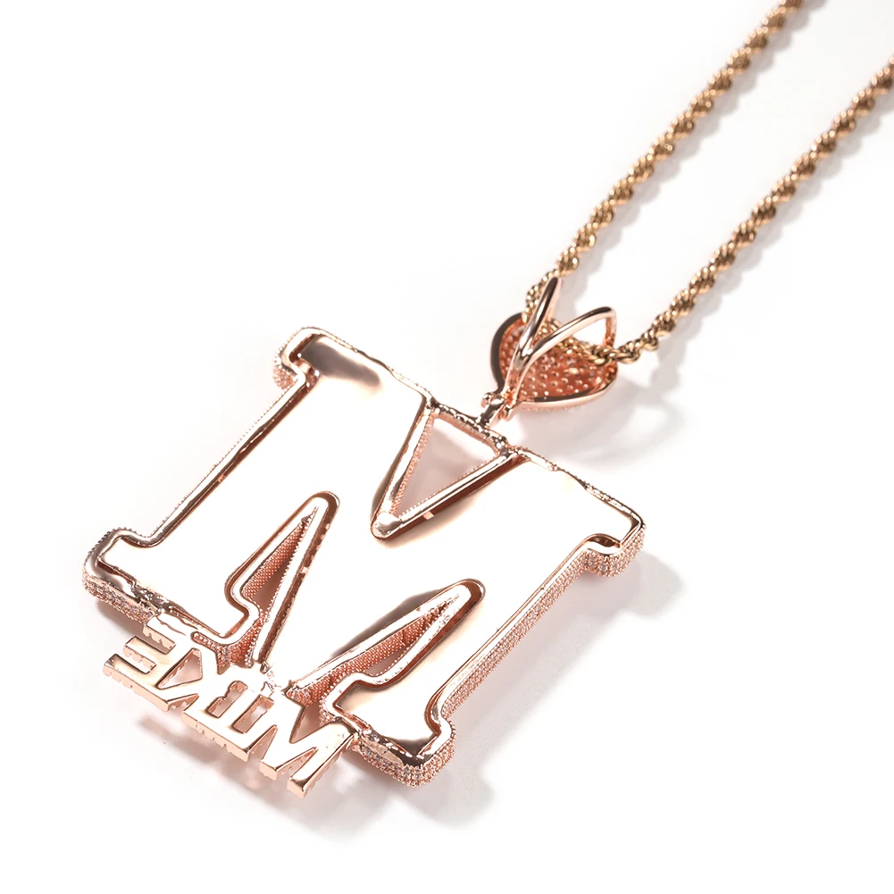 UWIN Large Capital Letter Crown Hook Full CZ Diamond Micro Paved Custom Mini Letters Pendant Fashion CZ Jewelry for Men Women