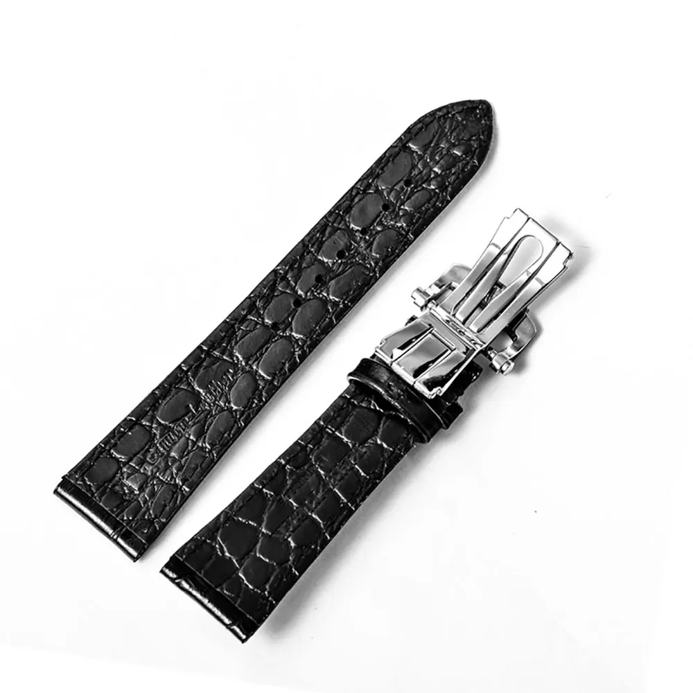 Reef Tiger  High Quality 22mm Genuine Calfskin Leather Strap with Deployment Buckle Durable Watch Band for Men