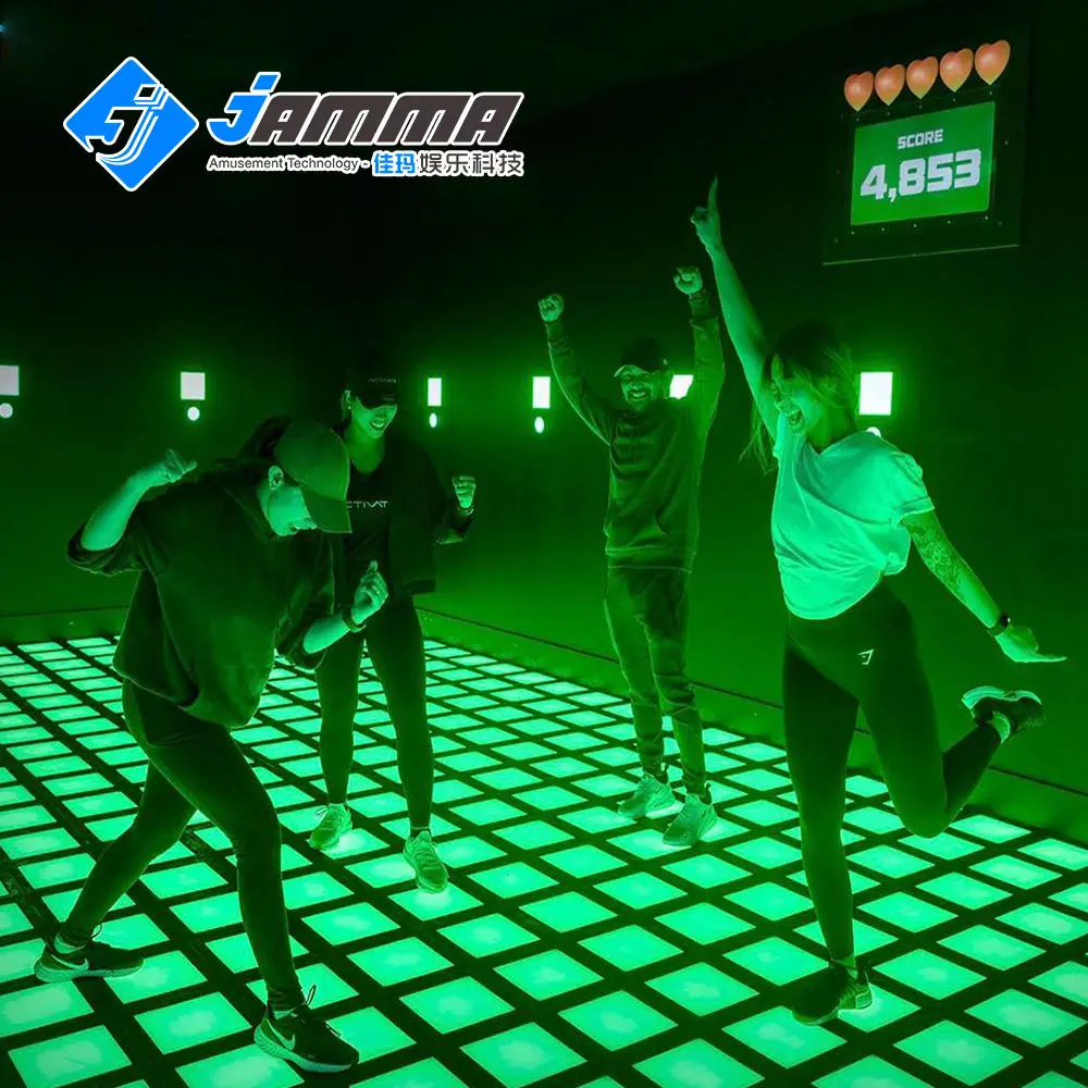 active game Interactive 30x30cm LED Grid Game Metal Floor Arena for Kids in Playhouse Trampoline Park Shopping Mall