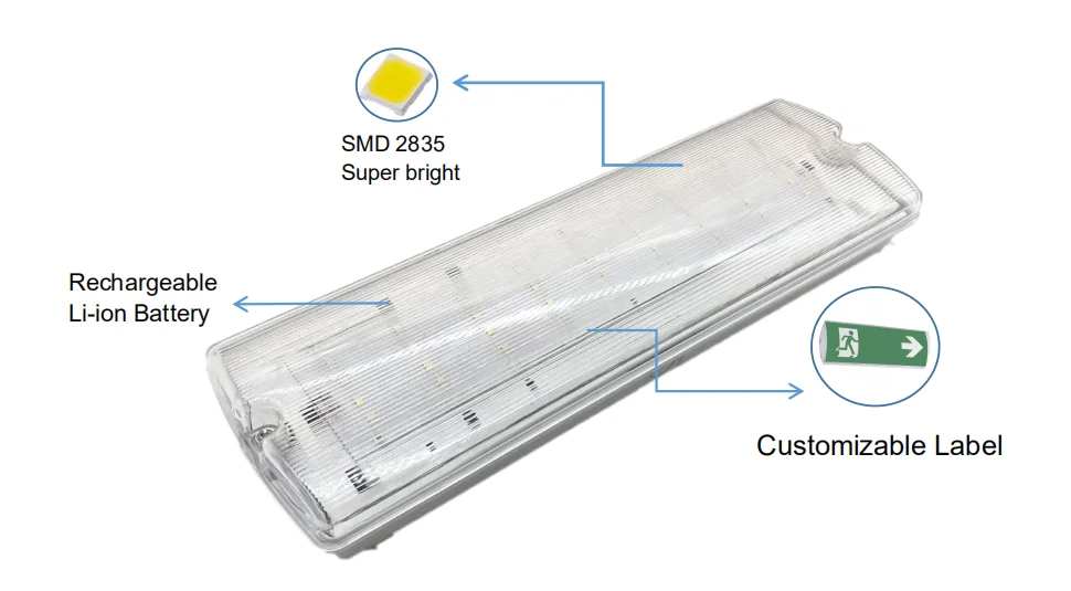 2023 Hot  sells fire emergency light exit light bulkhead Waterproof ip65 exit light box