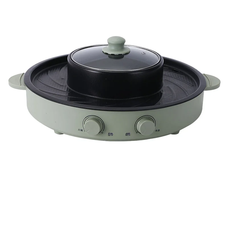 New Design 1-2 People Mini Electric Grill Hot Pot PTFE Non-Stick Material Pattern Aluminium Grill Pan Household Hotel Use US