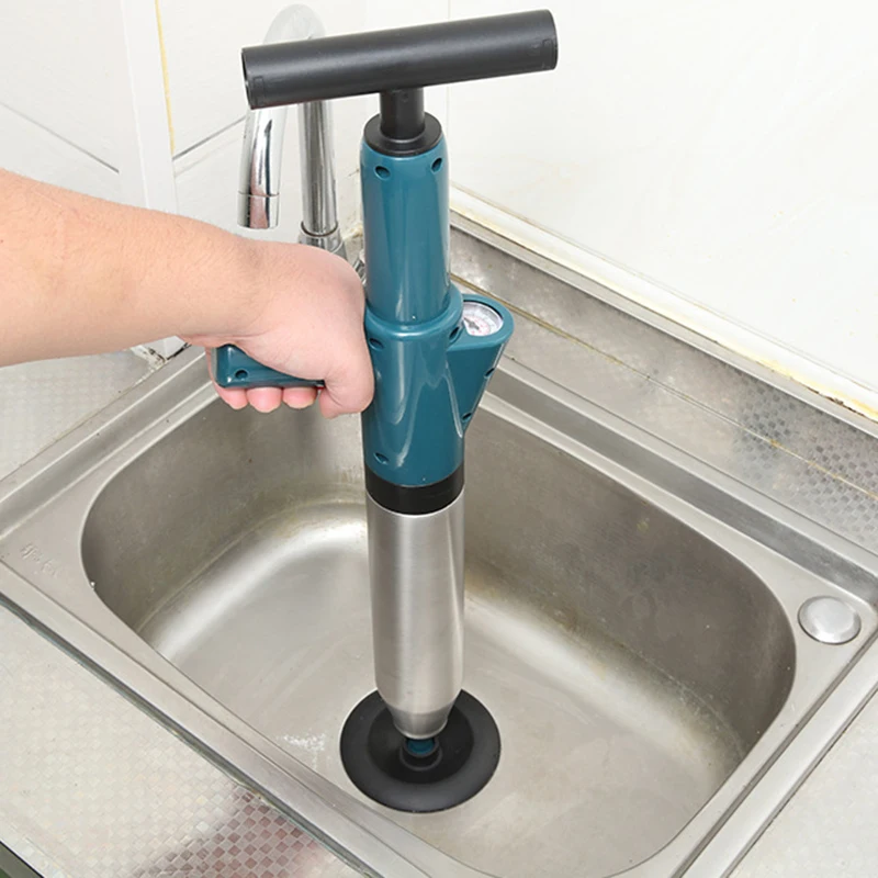 2024 Hot Sale Cleaning Gadget Factory Direct Home ABS Blue Pipe Dredging Device Sink Sewer Drain Blaster Toilet Plunger Gun