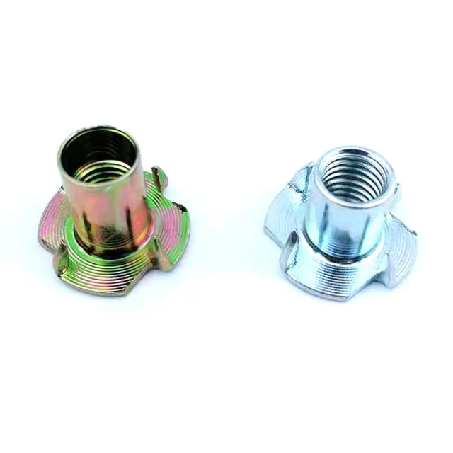Customized Stainless Steel Four claw threaded insert pronged t-nut m8