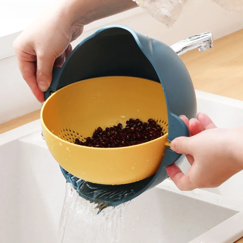 BPA Free Space-Saver Portable Food Strainer,Colander Set with Bowl Strainer Plastic Colander for Pasta, Veggies, and Fruits