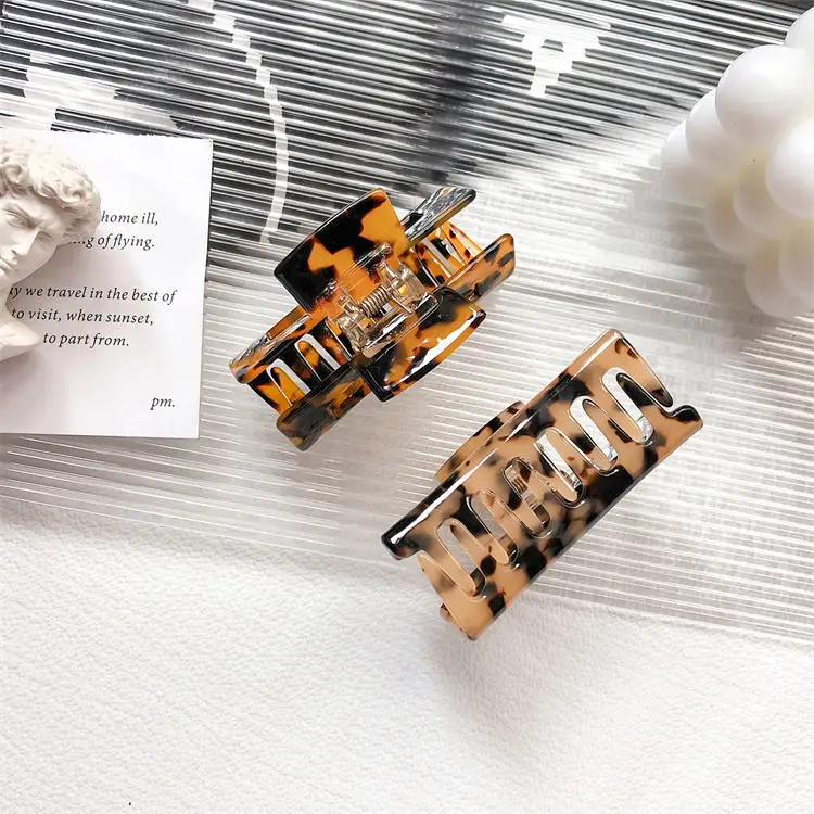 Hot Sale Rectangle Large Non Slip Acetate Hair Claw Clips 7.5cm Custom Barrette Hair Clip