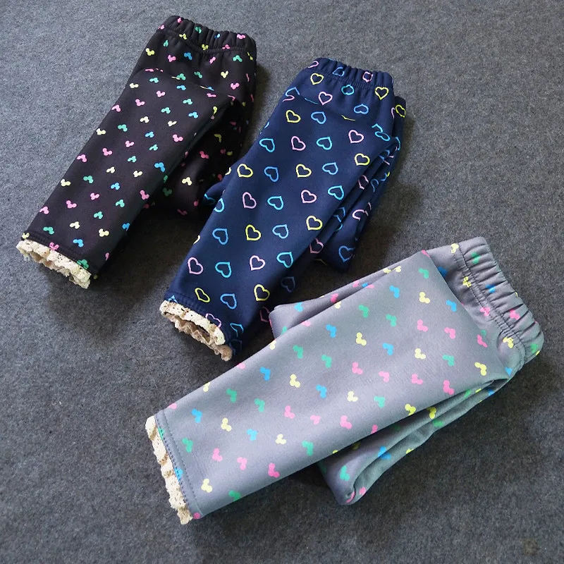 
2020 Kids Thicken Leggings Autumn Winter Plus Velvet waistline Baby Girls Boys printing Trousers Infantil Children pants 