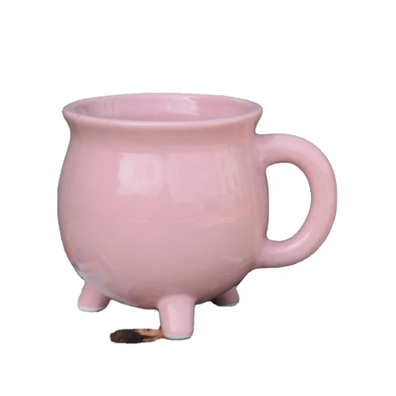 Pink Witches Brew Halloween Ceramic Cauldron Mug