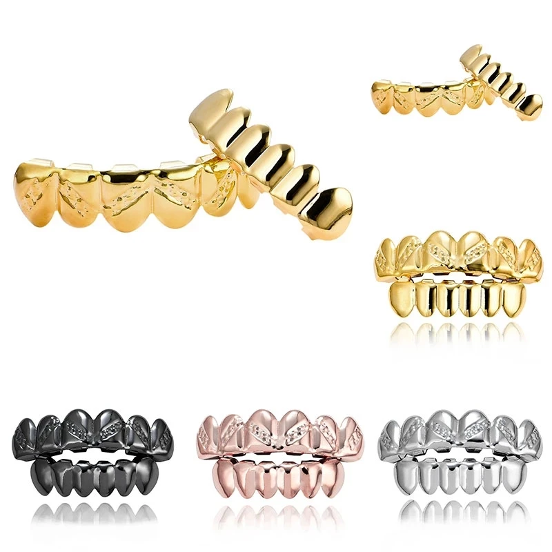 Teeth Grillz Set Gold Silver Color Teeth Grills Tooth Decoration Removable Grillz Teeth