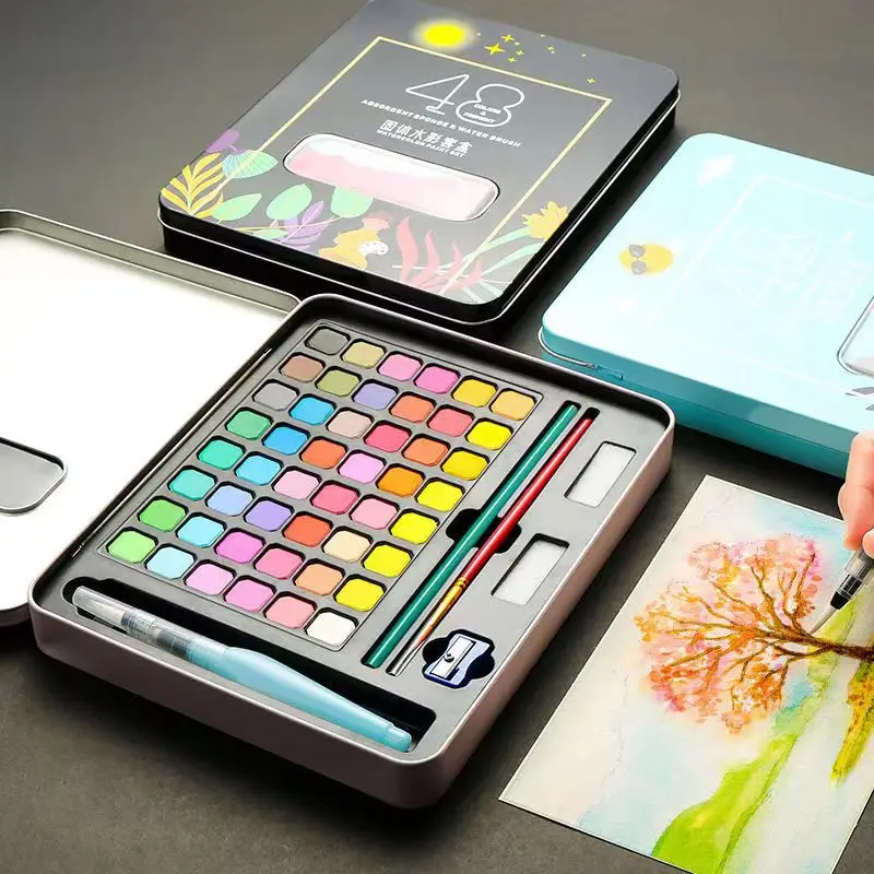 Wholesale 24/36/48 Colors Watercolor Paint Sets Solid Watercolour Paint Watercolor Pigment School Painting Drawing Art Supplies