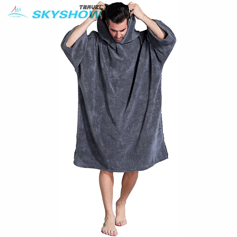 
Personalized Surf Hooded Changing Robe Cotton Microfiber Poncho Towel Beach Custom Changing Towel Poncho With Logo 