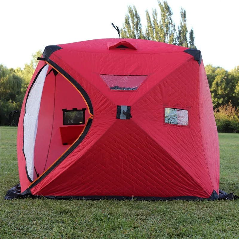 Portable Pop up Fishing Shelter Cube Winter Ice Fishing Tent Easy to Set up Camping Outdoor Four-season Tent 9.5MM Fiberglass