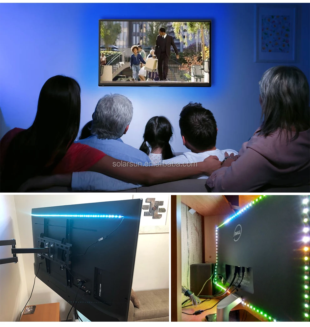 Smd5050 Usb Powered Dc5v Decoration For Tv Ktv Theatre Compute Mood Ip65 Color Dmx Led Strip Light With Remote Controller Kit