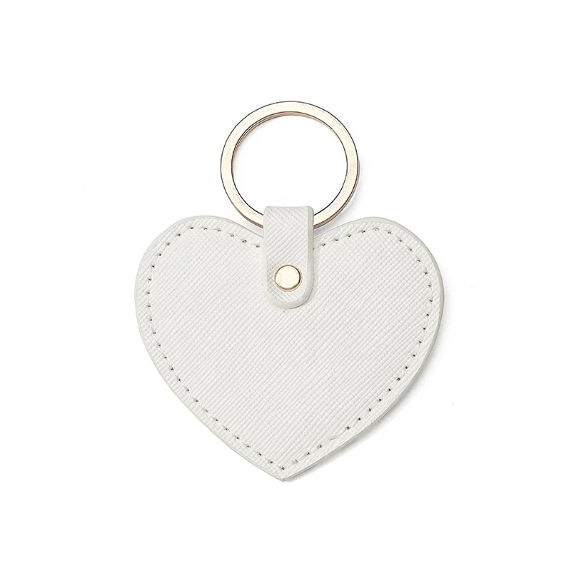 Personalized saffiano leather cute heart keychain