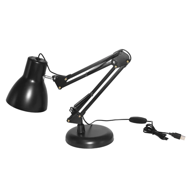 flexible foldable metal long swing arm office bedroom modern led desk lamp