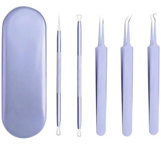 5pcs/set Rose Gold Professional Blackhead Removal kit, Comedone Extractor kit, Acne Removal Kit
