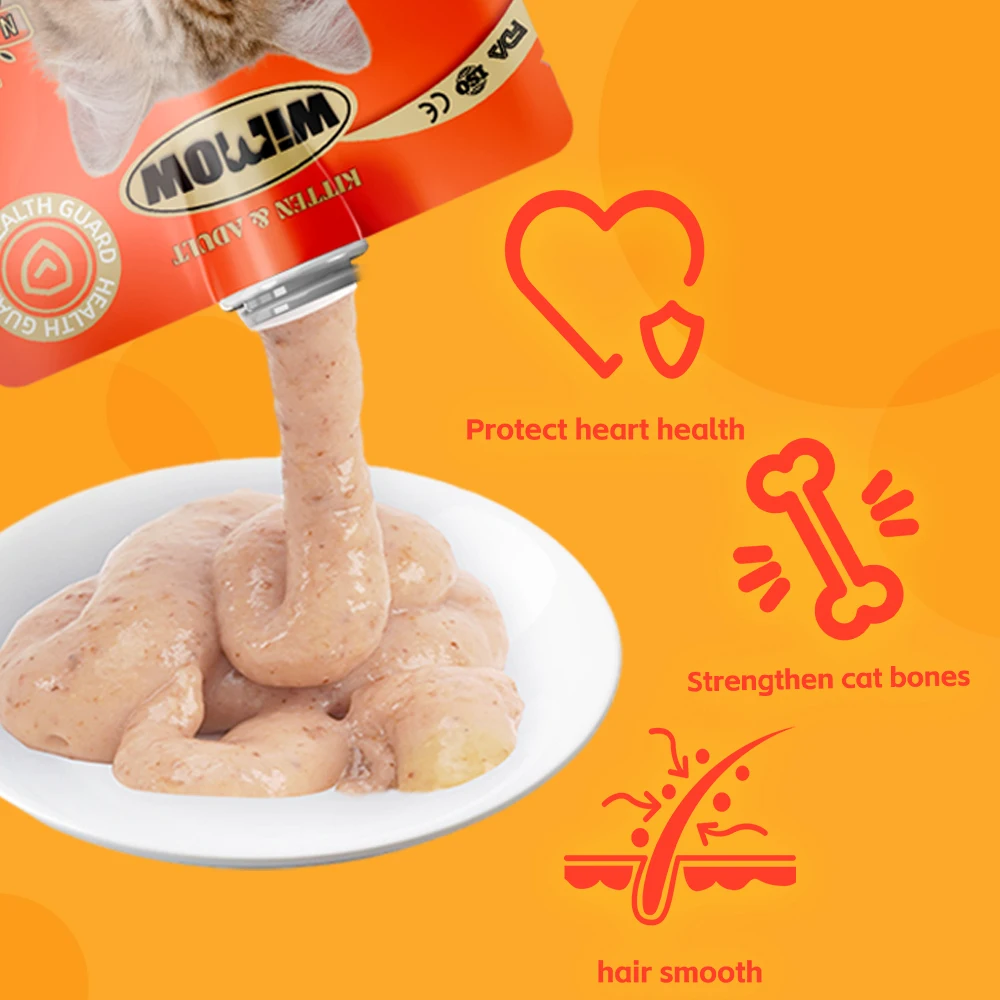 Low MOQ Sample Wet Food Nutrition Cat Strips Salmon Flavor Cat Can For Cat Dog