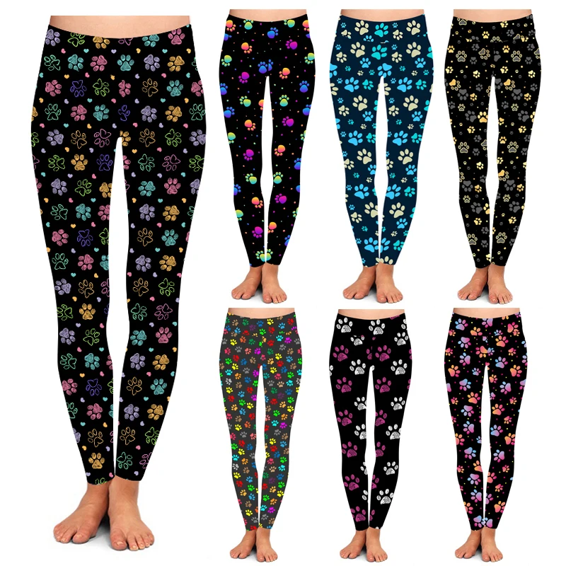 Горячие продажи пользовательские печатные; Цвет темно-синий, цвета радуги, «Щенячий патруль», с принтом перекрещенных костей мягкой леггинсы с высокой талией