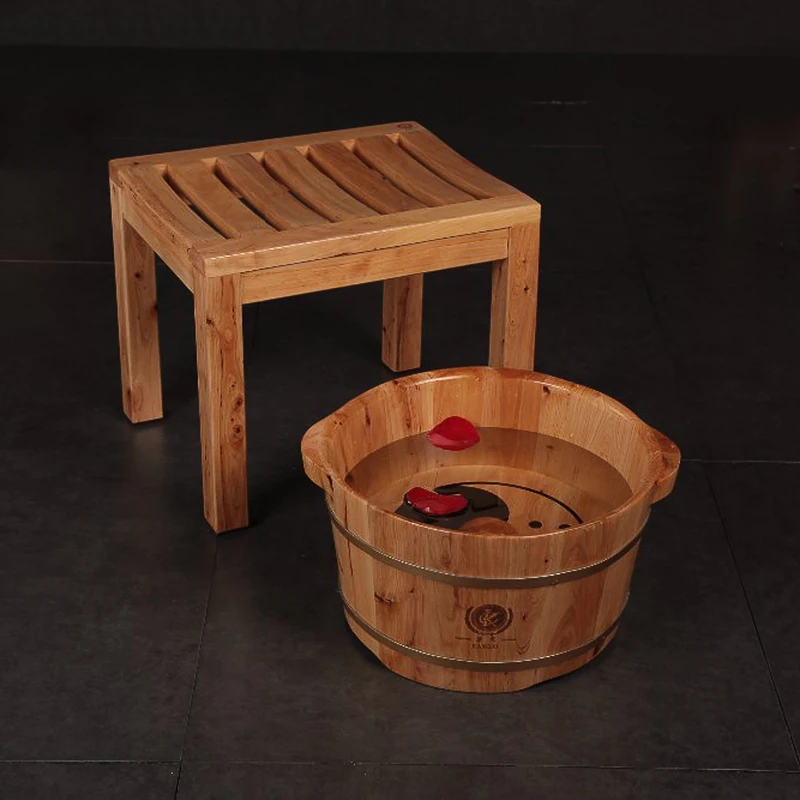 2020 new products Chinese Soaking Foot Tub For Home Use rubber Wood Massage Foot basin