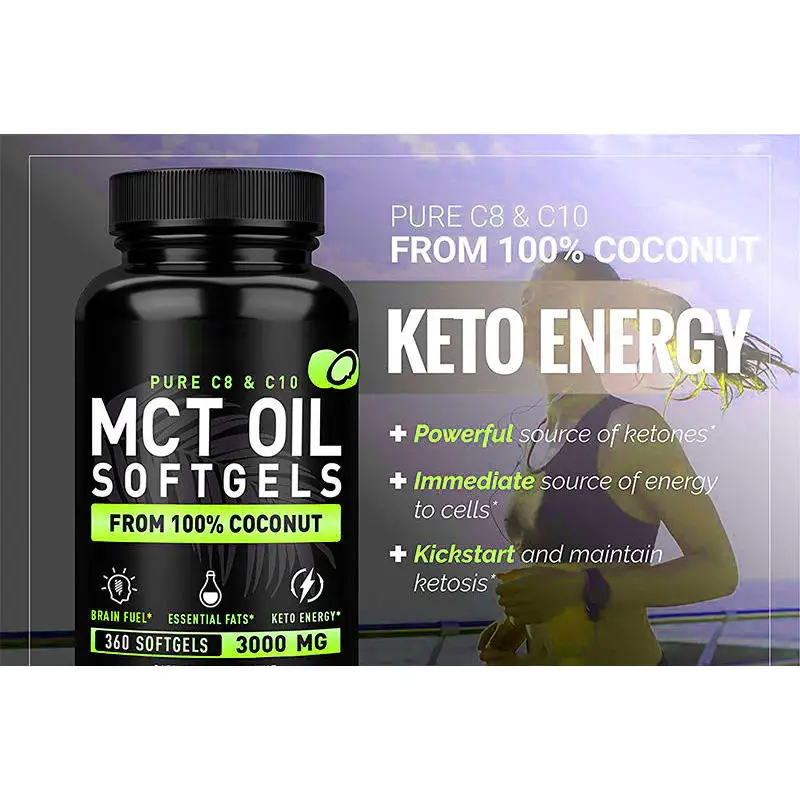 Private Label Pure MCT Oil Capsules Keto Pills Unrefined Coconut Oil C10 & C8 Coconut Oil Capsules