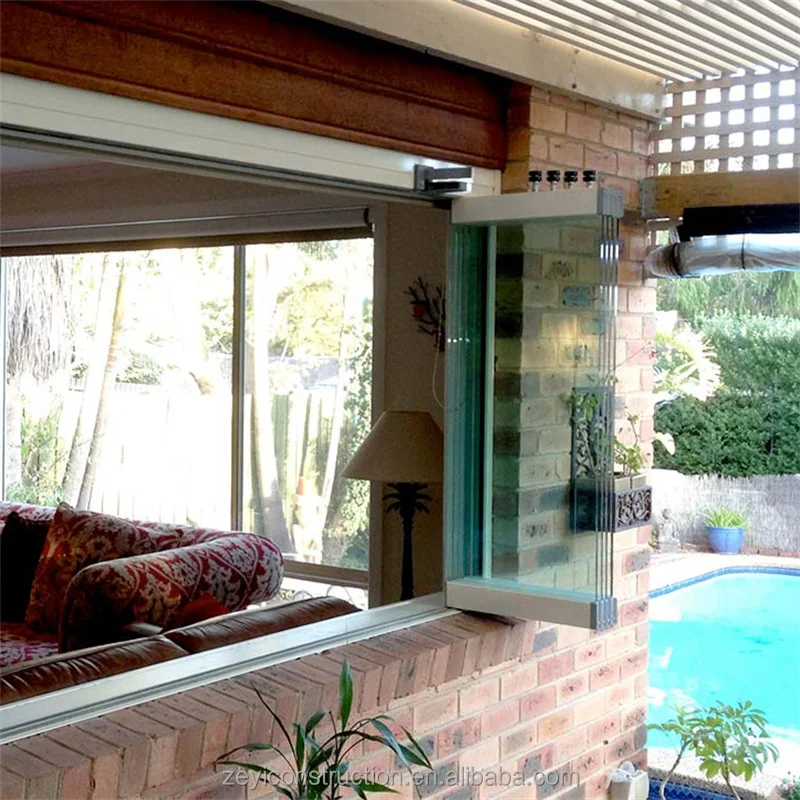Wholesale Horizontal Windows Accordion Aluminum Bi-Folding Frameless Folding Window
