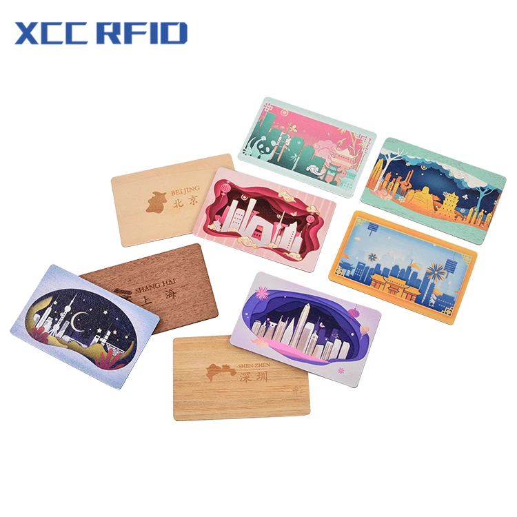 New design rfid nfc wood holder business card wooden card