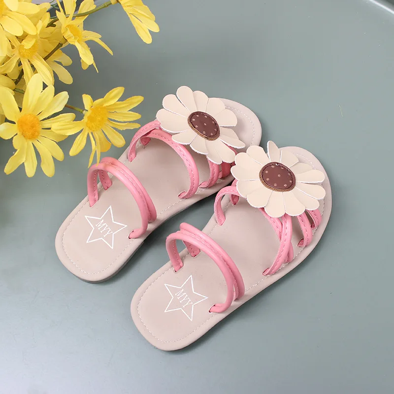 Kids summer sunflower Dual-purpose sandals wholesale boutique girls shoes