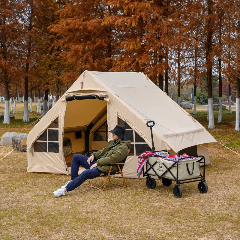 Remaco Outdoor Camping Waterproof New Design Large Oxford Cotton Canvas Fabric Air Inflatable House Tent For Camping