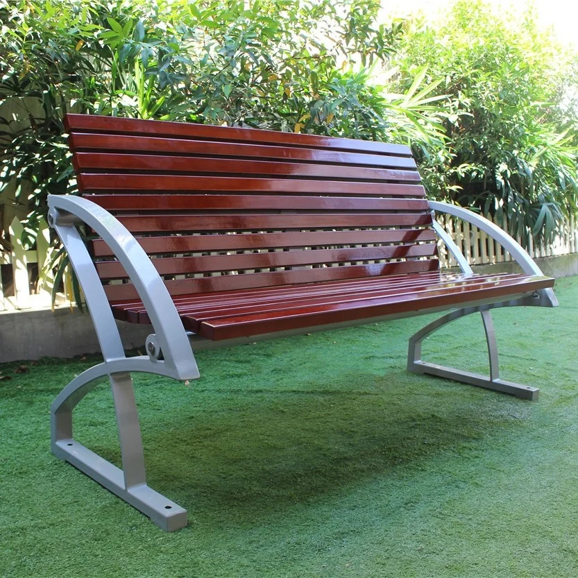 Gavin street and park furniture manufacturer outdoor steel frame wooden garden bench outside solid timber bench seat