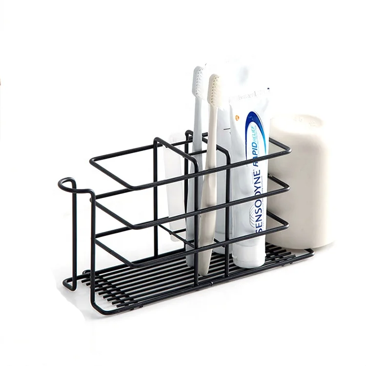 Wall Mount Toothbrush Holder Toothpaste Holder Bathroom Accessories Organizer Black