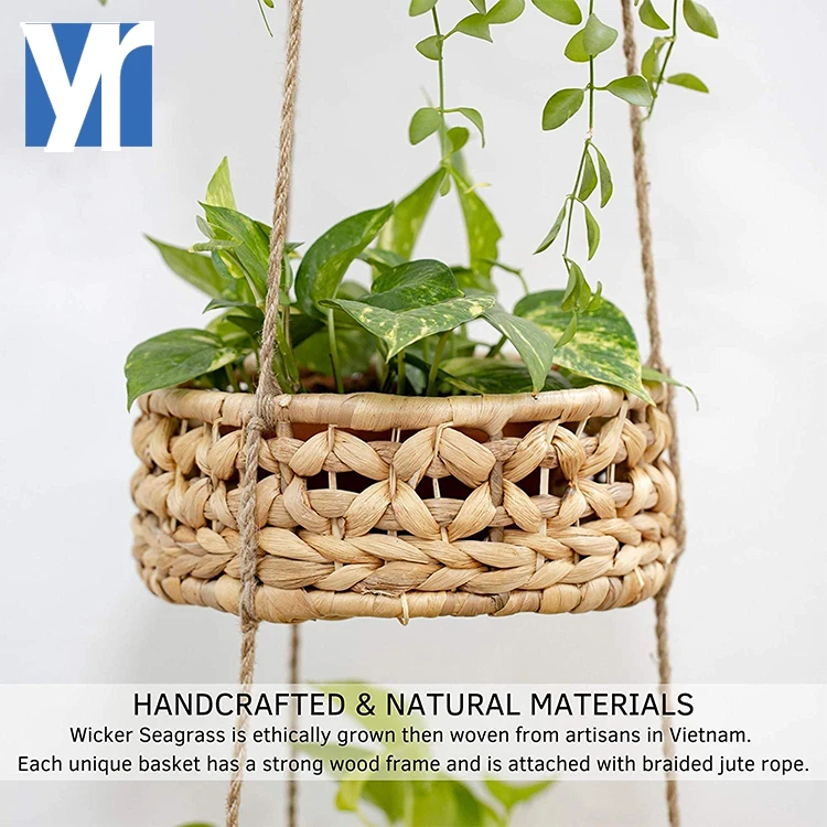 Best Selling Natural Materials Hand-woven Fruit Baskets Eco friendly Water Hyacinth 3 tier hanging  fruit Storage Basket