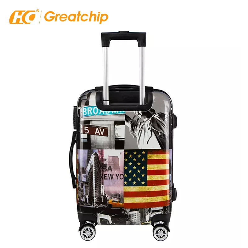 Custom Print ABS PC Suitcase Carry On Hard Shell Travelling Bags  Case Luggage Sets