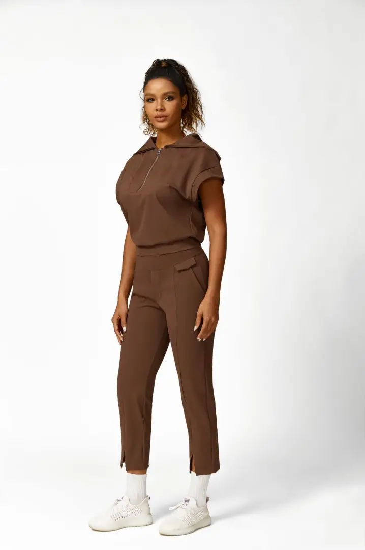 Custom Logo Women Running Sports Yoga Suits Casual Half Zip Top High Waisted Pants Tracksuit Fitness Sportswear Yoga Sets