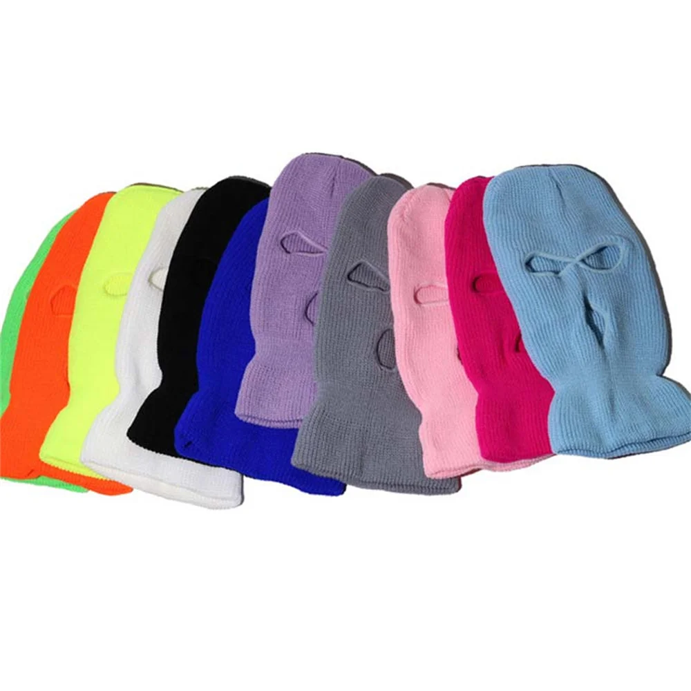 Personalized Designer Custom Embroidery Logo Full Face Cover 3 Hole Rappers Bandit Knitted Skimask Balaclava Ski Mask