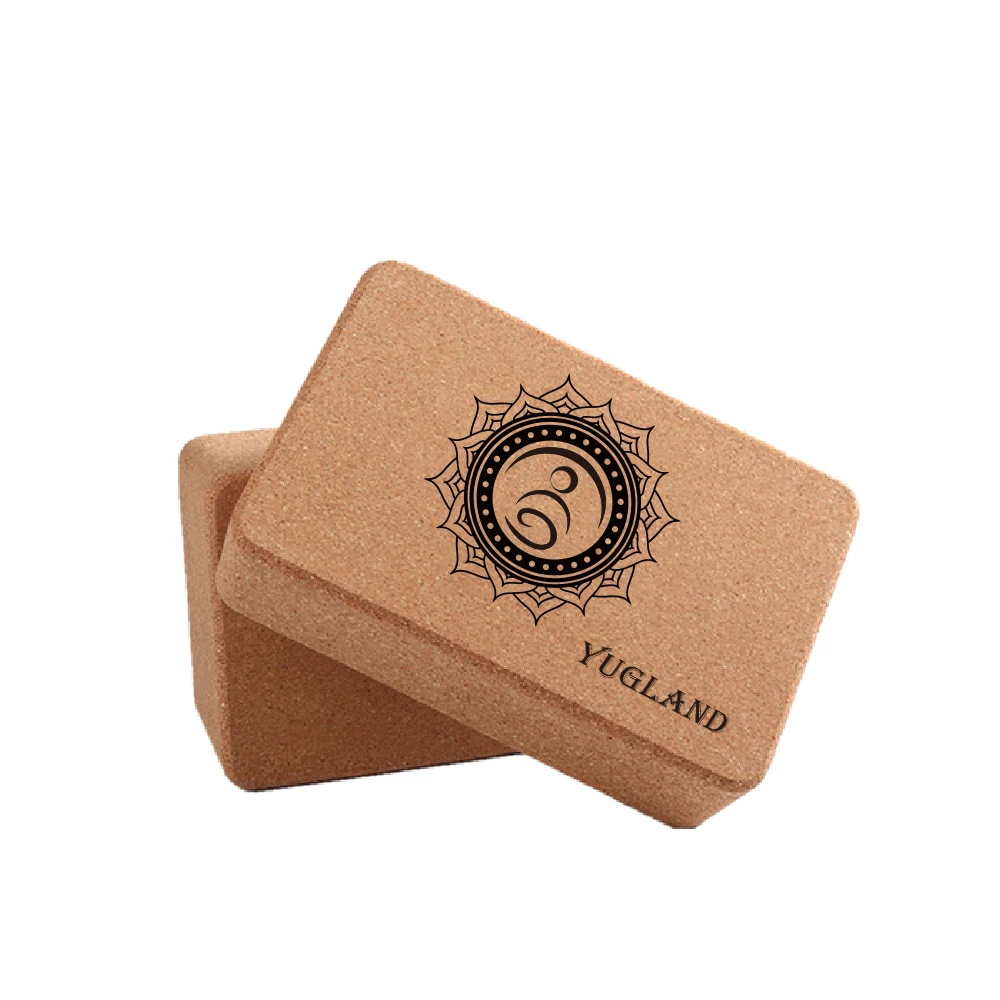 Wholesale high density eco friendly custom logo printed cork yoga block