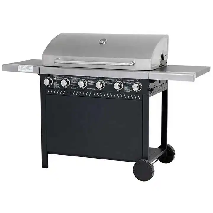 Modern Outdoor Smokeless Stainless Steel burners Barbeque Gas Grills with trolley