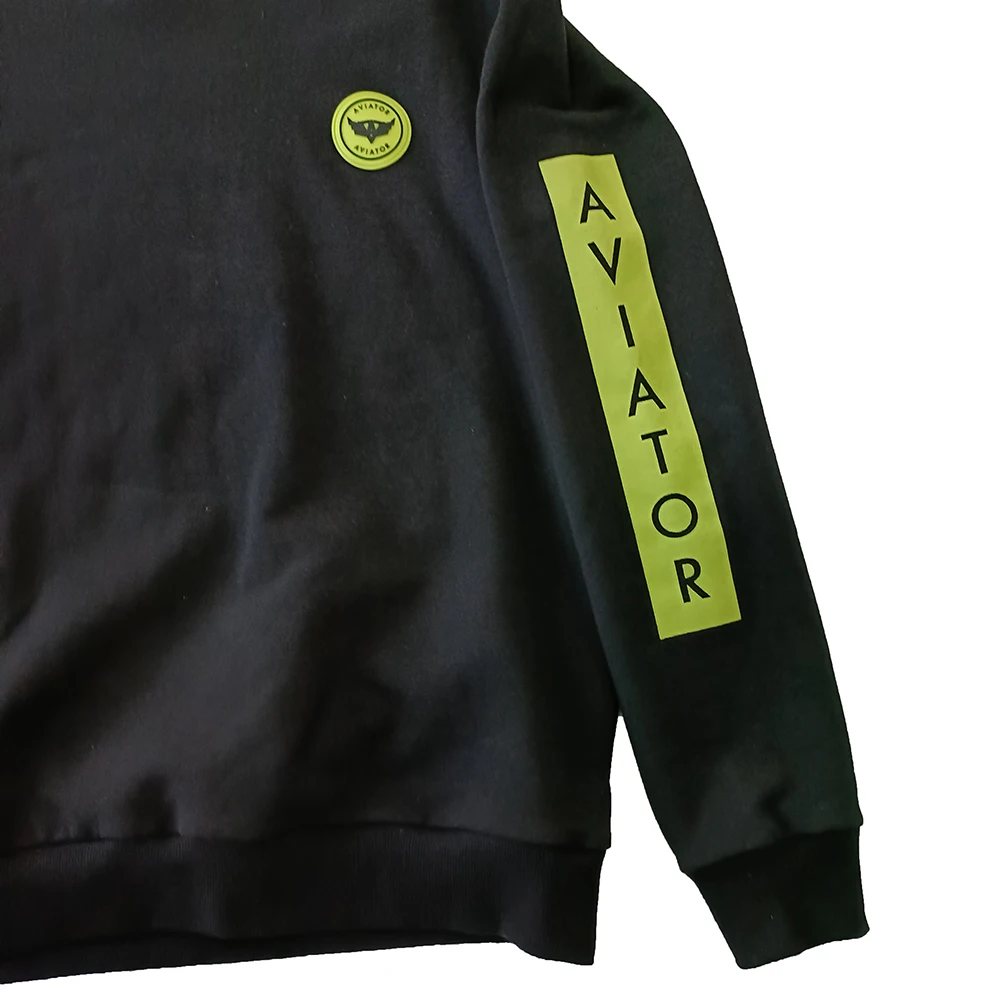 Rubber fluorescence patchwork custom logo cool sleeves design cotton fleece mens streetwear sweatshirts