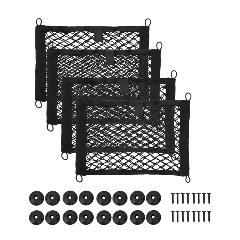 arge ABS Plastic Frame Car Storage Net Bag Car Mesh Bag Holder Car Net Pocket Organizer