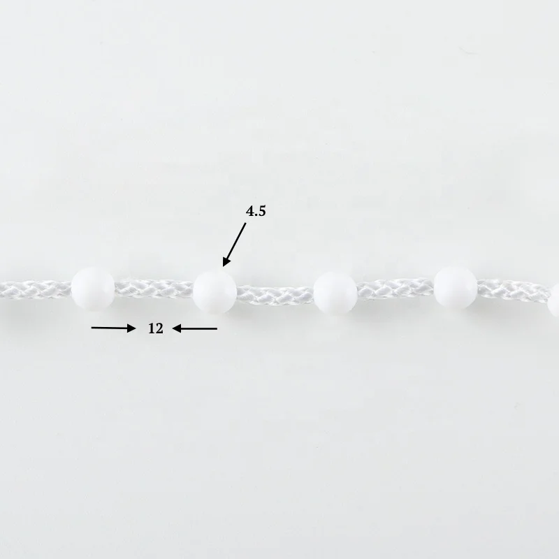 roller blinds components 4.5*12mm cord plastic curtain chain pom plastic ball chain