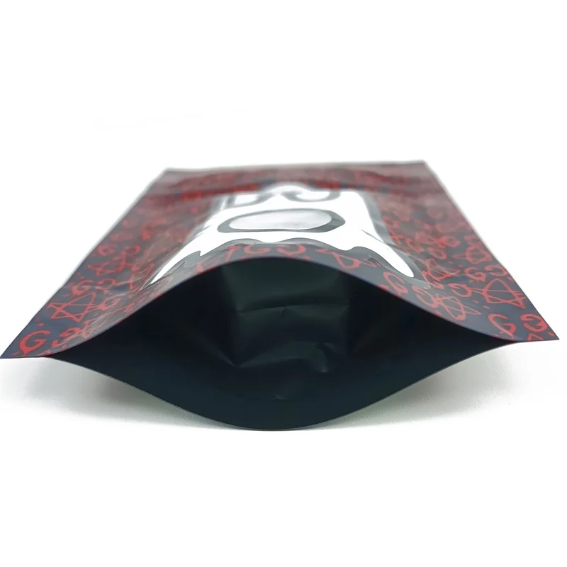 Wholesale smell proof child resistant 1g 35g 7g 14g 28g 7 gram matte black food grade custom printed mylar bags with window