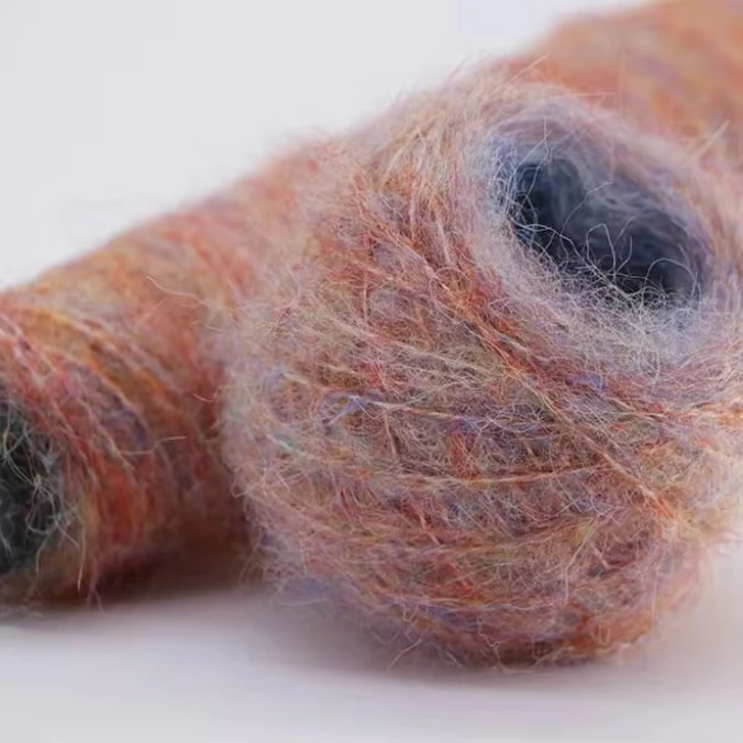 1/4.5NM Fantasy Mohair Soft Material 59% Recycled Polyester 16% Polyester 16% Nylon 8% Wool 1% Spandex Sweater Blended Yarn