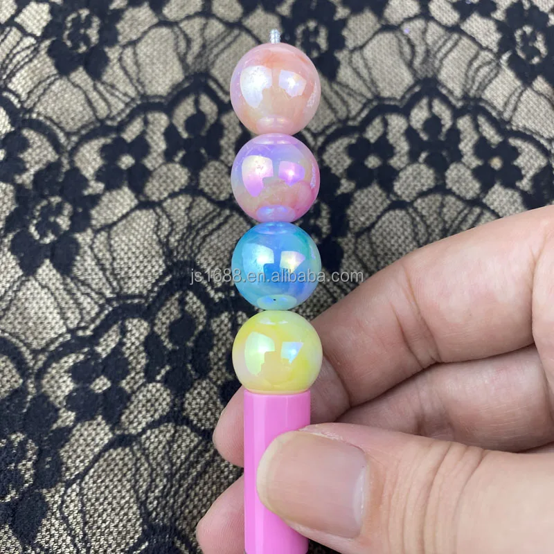 16mm DIY plated UV tie-dye color candy round acrylic beads for jewelry making pen beads bulk accessories wholesale